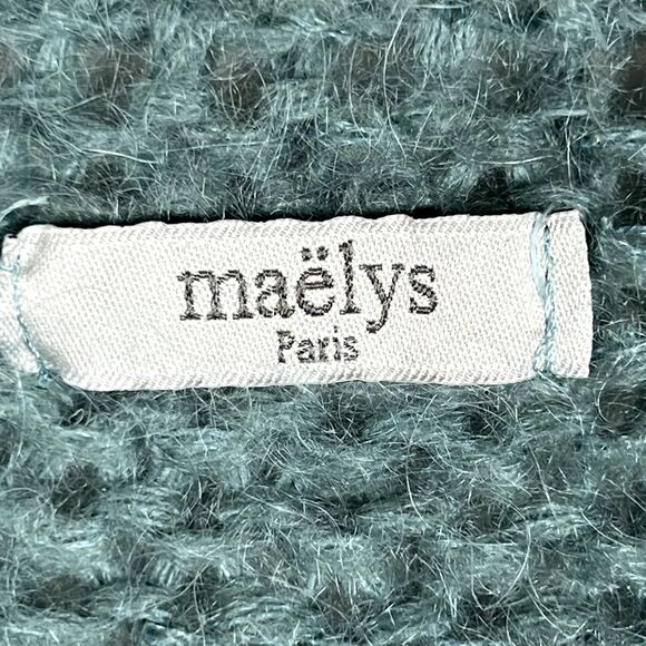 Maëlys Paris Sz L Mohair Blend Open Cardigan Blue "Wasabi" Made in Italy Art 603 - Picture 5 of 8